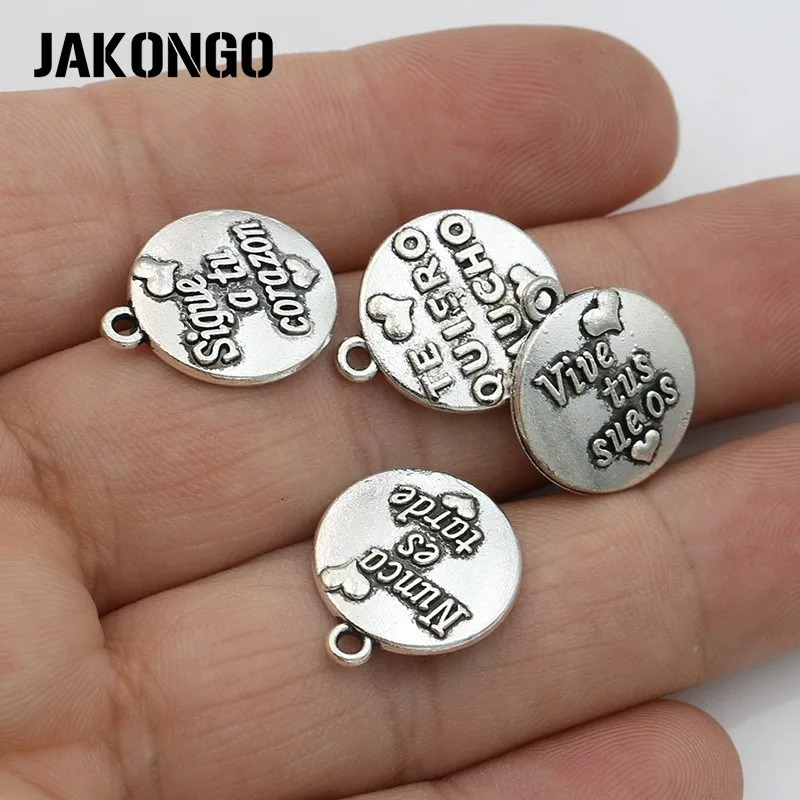 JAKONGO античный посеребренный Love Live your Dream браслеты Подвески Ювелирные изделия