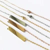 3pcslot high quality stainless steel mirror polished blank bar pendant necklace fashion jewelry 45cm