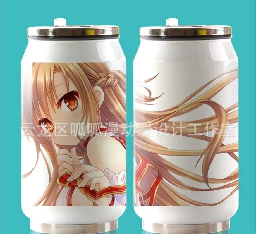 

HOT Anime Sword Art Online Cup Around Vacuum Cup Stainless Steel Zip-top Can Water Bottle Insulated Cup