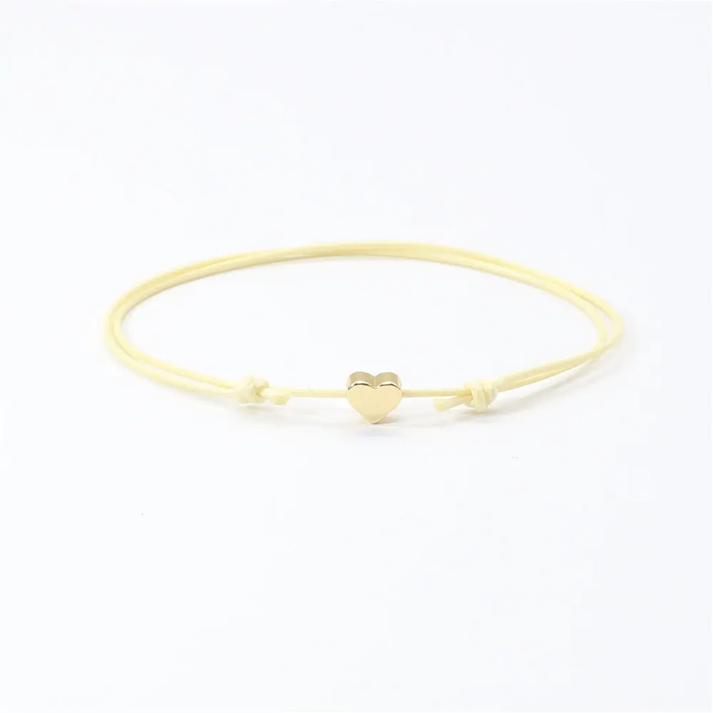 Романтичный женский браслет с милым сердечком веревочка сердце золотистого