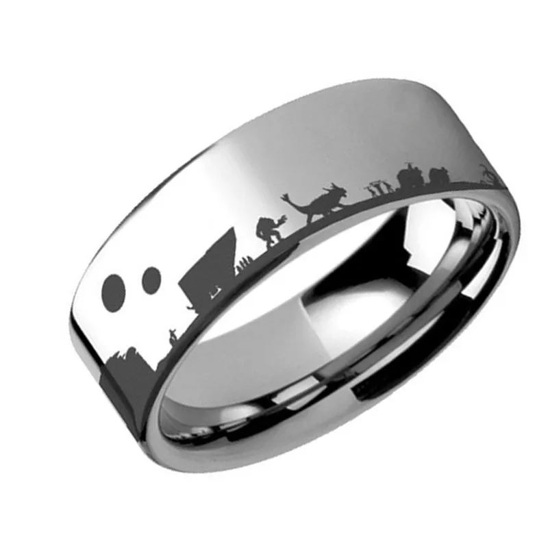 engraved silver 1 Кольцо с гравировкой для мужчин с Звездными войнами, новинка, Jawas Jabbas, Дворцовый принт, нержавеющая сталь, ювелирные изделия, гравировка, вечерние, подарки - Цвет основного камня: engraved silver 1
