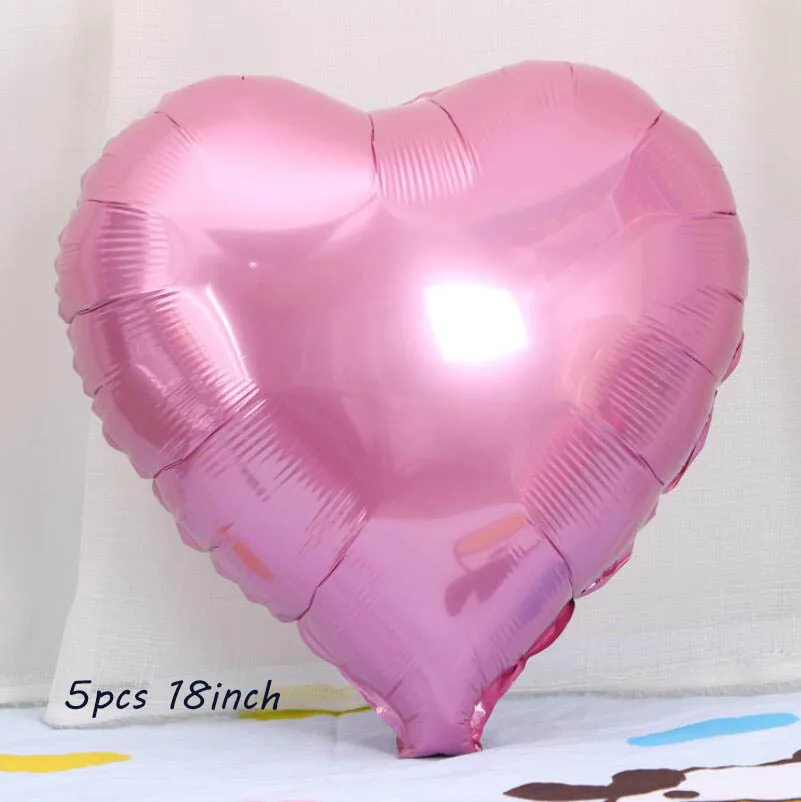 5pcs pink heart Единорог вечерние украшения набор 3D большой единорог шары звезда сердце воздушный шар из фольги для девочек на день рождения тема вечерние принадлежности для декора сувениры - Цвет: 5pcs pink heart