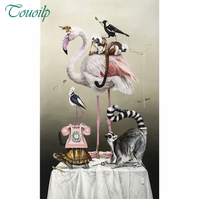 TOUOILP Полный круг алмазная вышивка 5D DIY живопись животное Фламинго стразы крестовая стежка декорация.