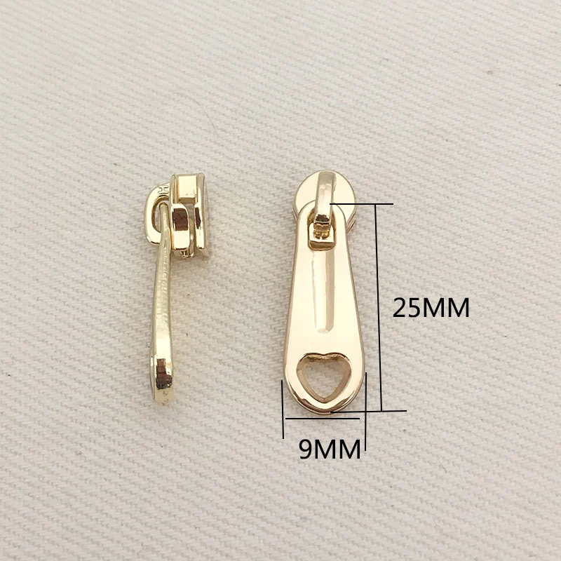 B-9x25mm 10 шт. Lightgold металлические ползунки для молнии для 3# нейлоновые молнии куртки одежда молнии головы молния Ремонтный комплект DIY сумка Аксессуары - Цвет: B-9x25mm