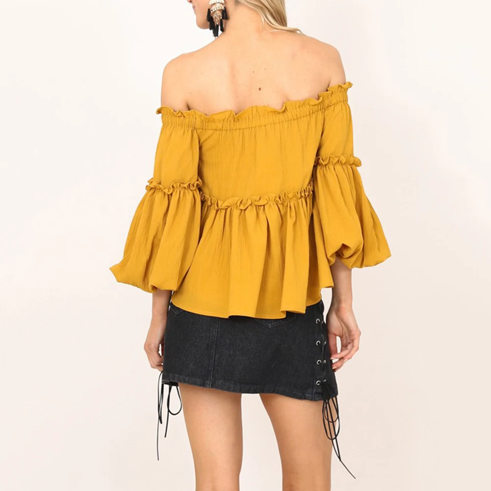 Для женщин модные пикантные с открытыми плечами Повседневное длинными рукавами