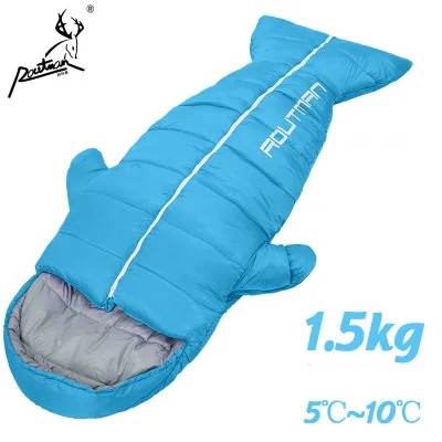 1500g sky blue Сверхлегкий спальный мешок, зимний спальный мешок для кемпинга, Вакуумная кровать для взрослых, спальная кровать, аксессуары для кемпинга, тянущаяся ручная - Цвет: 1500g sky blue