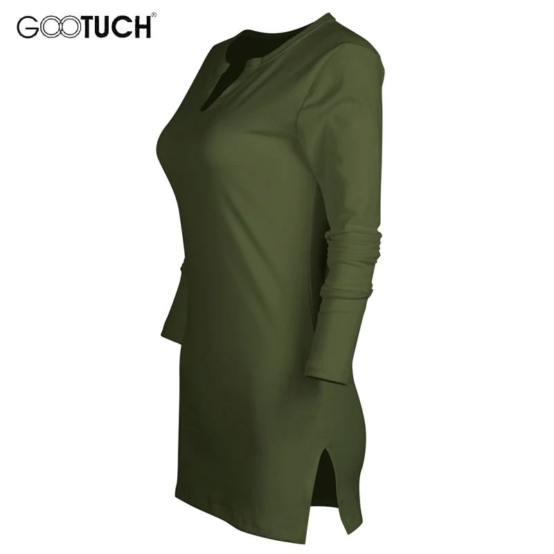 Женская хлопковая футболка Повседневная Эластичная длинная с асимметричным