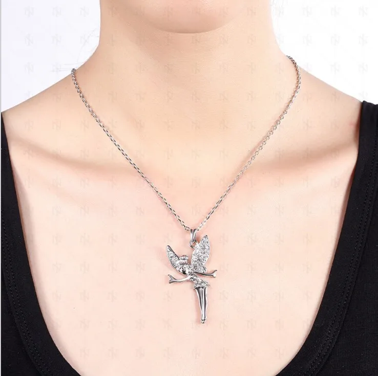Новые оригинальные кристаллы от Swarovski Lucky ожерелье Купидон 925 стерлингового серебра ювелирные украшения для женщин Рождественская вечеринка