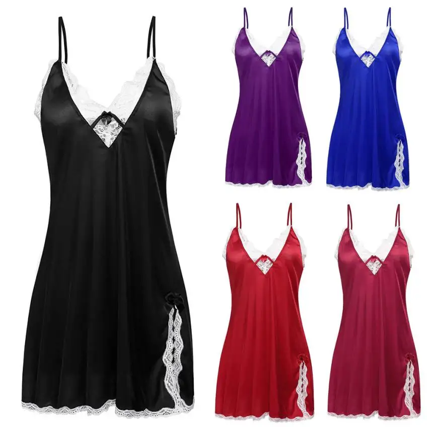 Женское однотонное нижнее белье сексуальное ночное размера плюс атласная