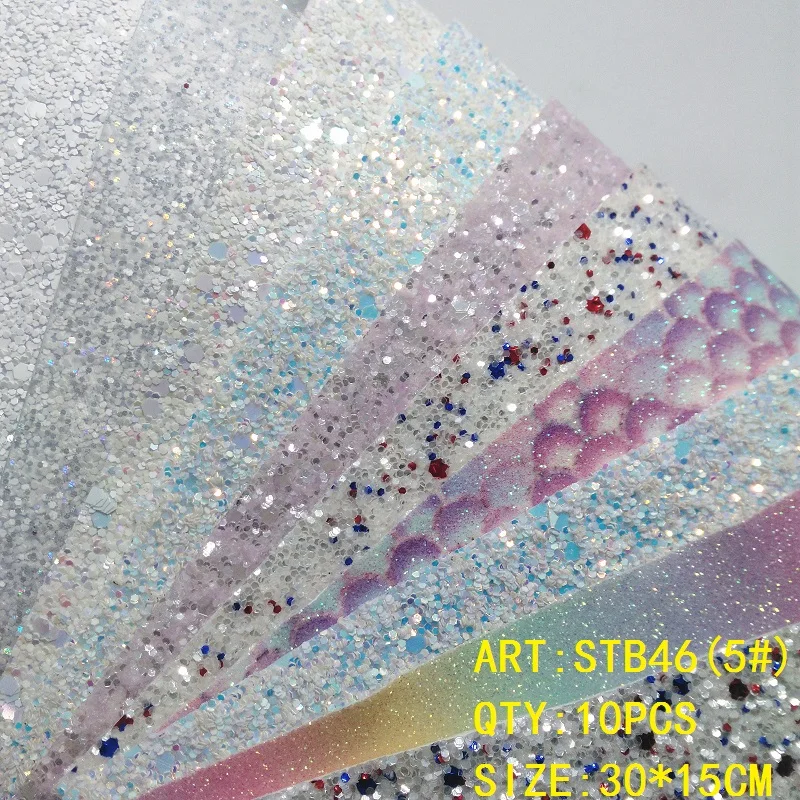 Прозрачный запас 1 комплект (10 шт.) 30X15 см Alisa Glitter Cuero Sintetico Leather для