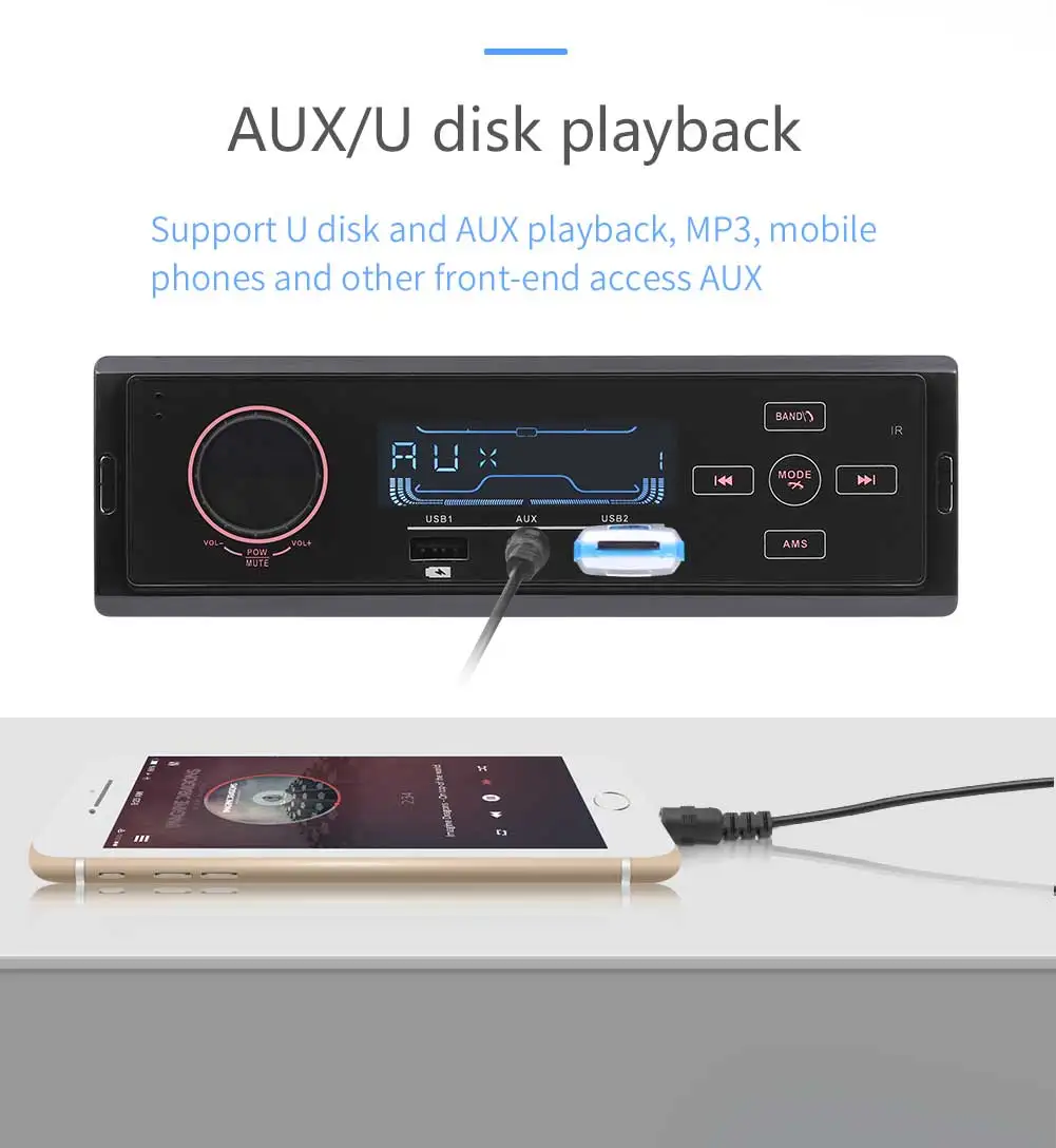 Автомобильный MP3 плеер Bluetooth Сенсорный экран 1DIN стерео аудио FM AM радио Музыка