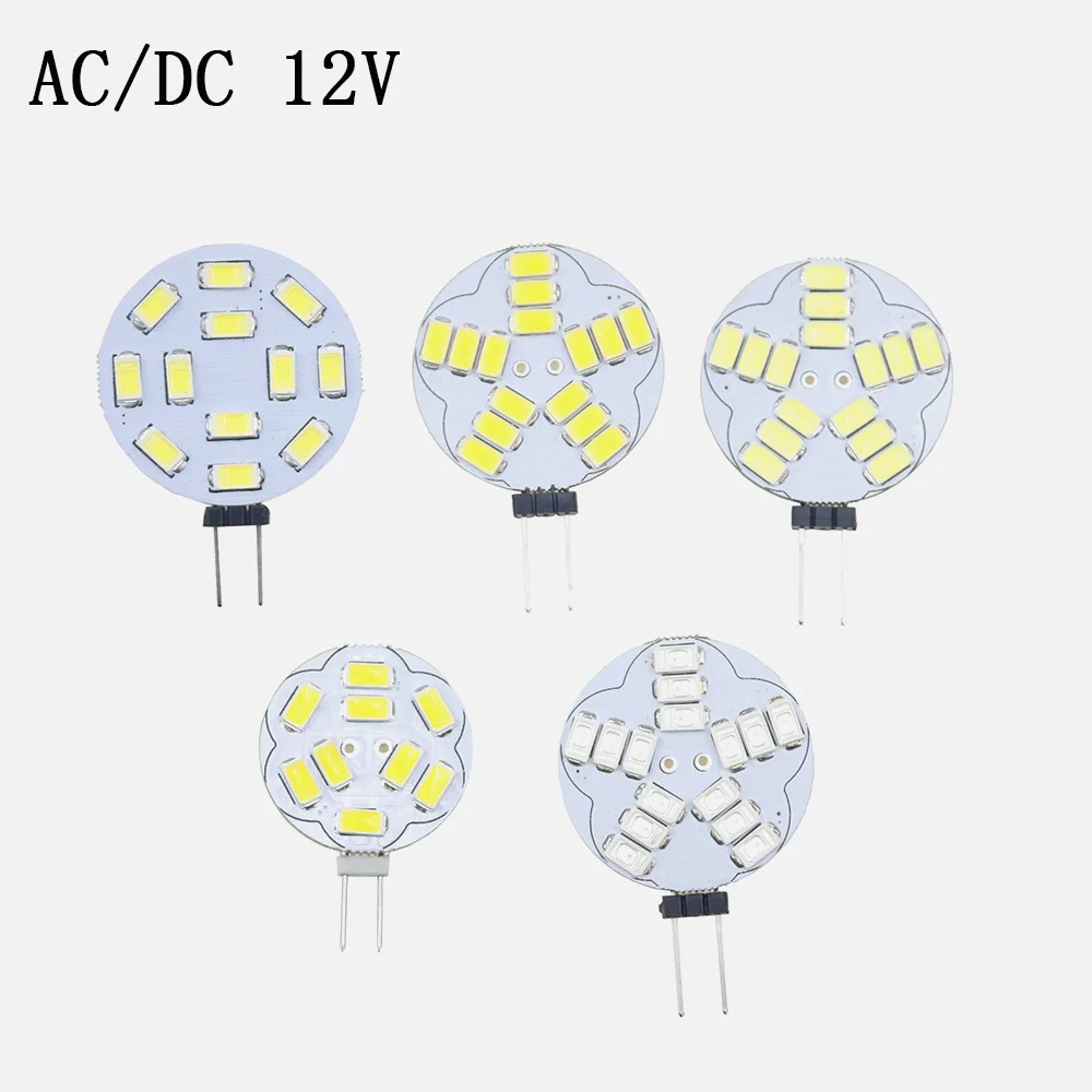 

DC/AC12V Led G4 Base Marine Camper RV 9/12/15leds 5730 SMD Round Range Led Bi-Pin chandelier Light Bulb 120 Degree Wholesale