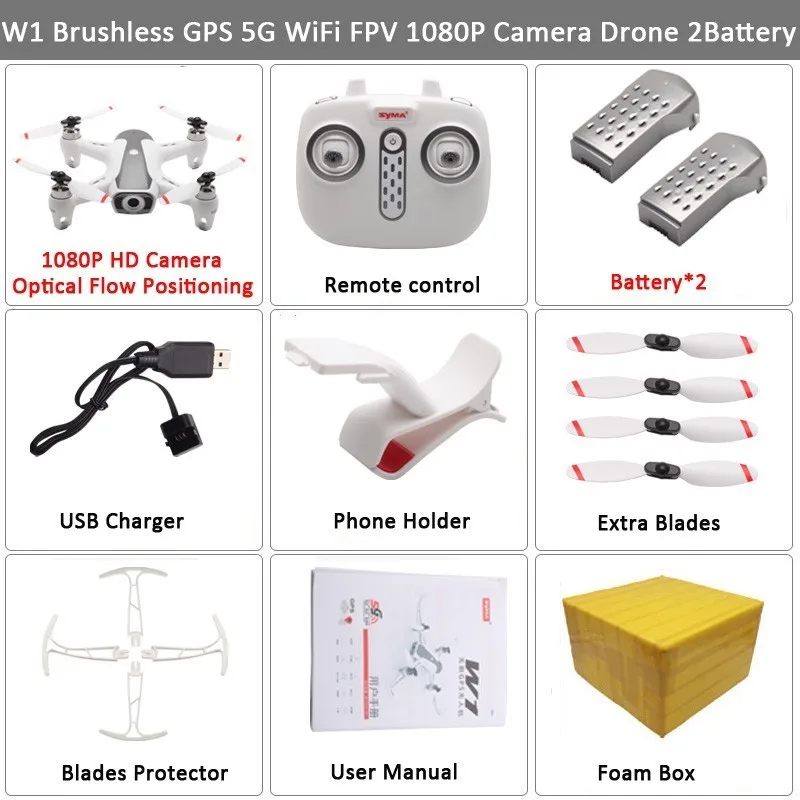 1080P 2BAT FB Новейший Дрон Syma W1, Gps, 5g, Wi-Fi, Fpv с регулируемой камерой 1080p Hd, режим следования за мной, жесты, Радиоуправляемый квадрокоптер Vs F11, Sg906, Дрон - Цвет: 1080P 2BAT FB