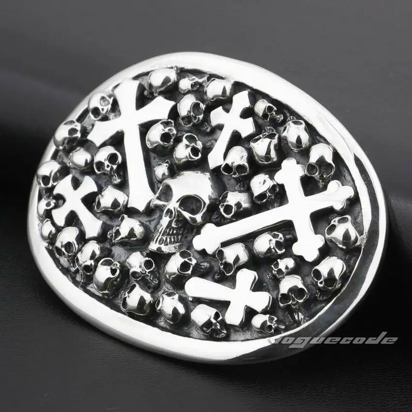 Мужская Байкерская пряжка с черепом из стерлингового серебра 925 пробы 9C005 |