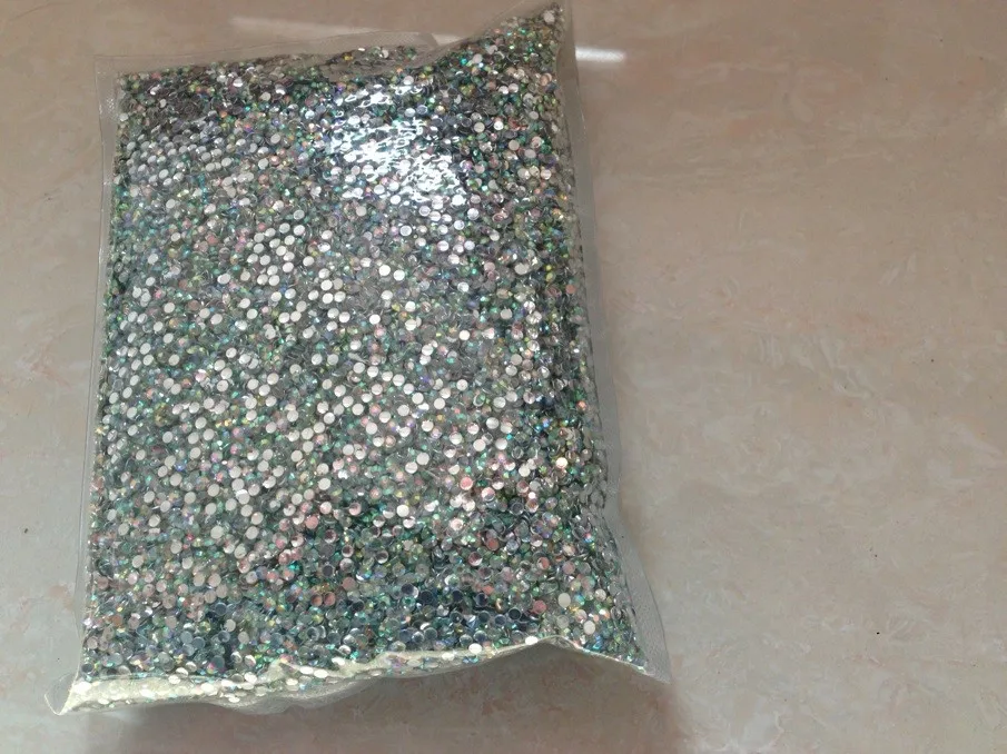 Новая мода SS6 2 мм 10000 шт./лот прозрачные кристаллы AB с плоским основанием