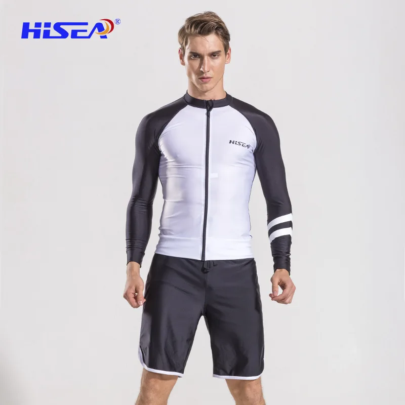 HISEA S070 Мужская Пляжная футболка рашгарды Двухсекционный купальник с длинными