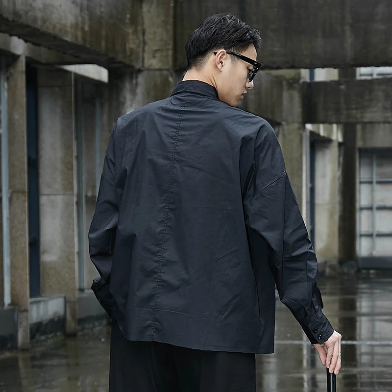 Мужская свободная рубашка с длинным рукавом Повседневная в стиле панк хип хоп