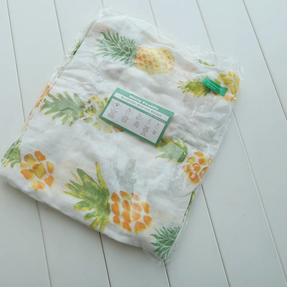 

Baby Blankets Newborn Cotton Etamine Organic Muslin Swaddle Blanket Lemon Pineapple Rose Flamingos Swaddle Wraps Infant Towels