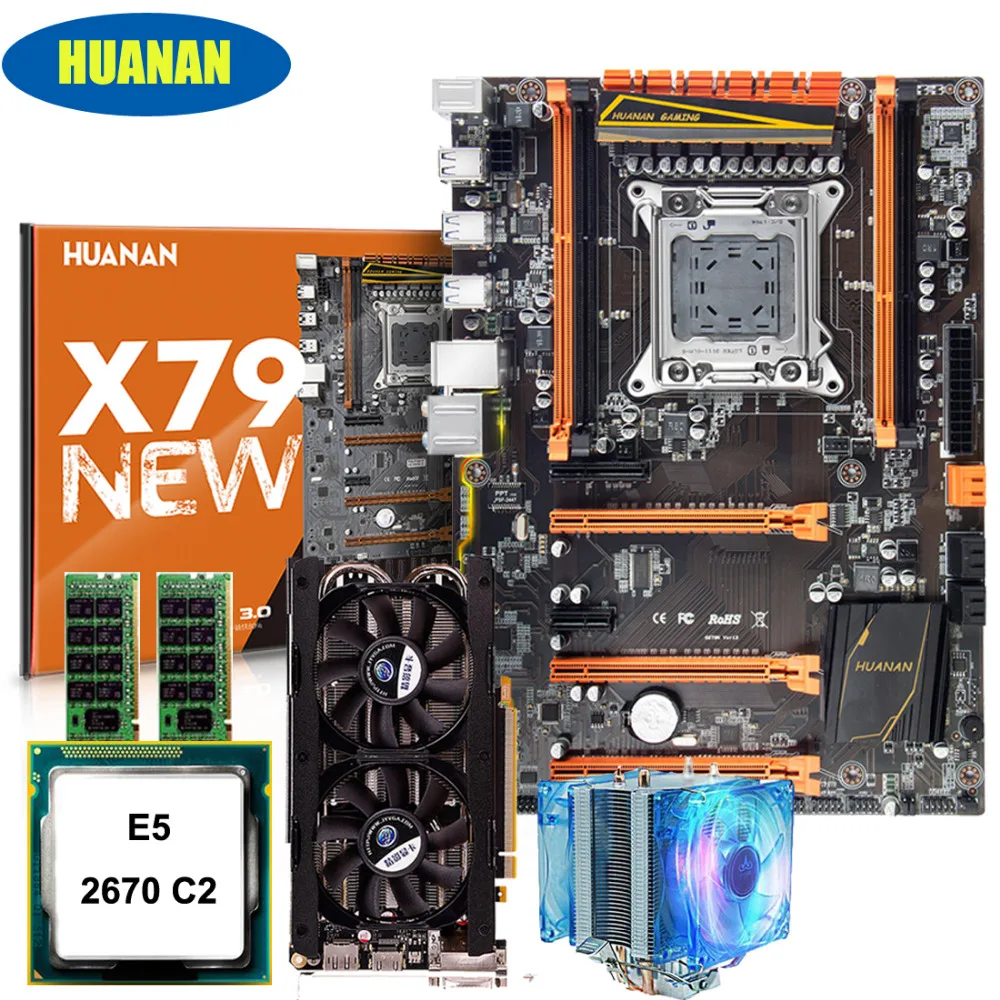 Игровая материнская плата HUANAN ZHI deluxe X79 со слотом M.2 SSD ЦП Xeon E5 2670 C2 ОЗУ 32 Гб (2*16 Гб)