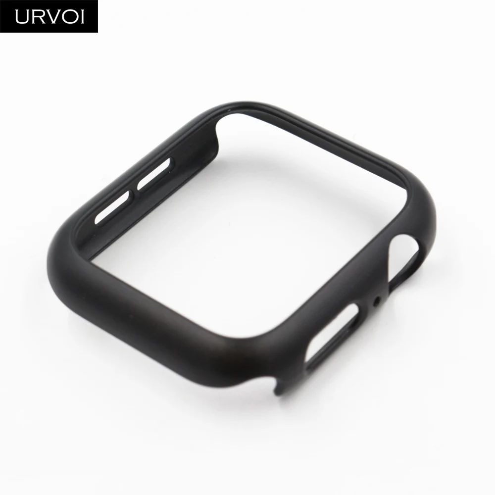 Black URVOI пластиковый чехол для Apple Watch series 5 4 Жесткий ПК Рамка нормальный Бампер протектор для iWatch slim fit Тонкий чехол ремешок 40 44 мм - Цвет: Black