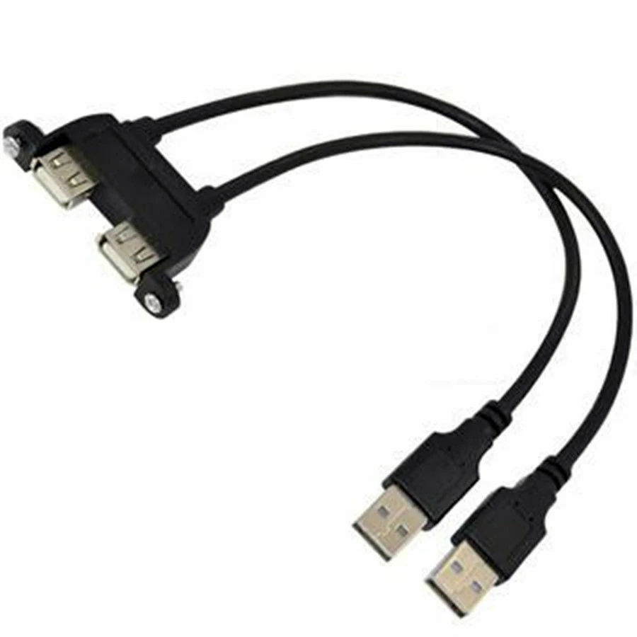 50 см USB 2 0 Удлинительный кабель Male-2 Female с винтовой панелью Mount Foil + Плетеный