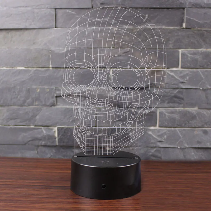 Индивидуальная 3d лампа в виде черепа светодиодный ночсветильник 7 цветов