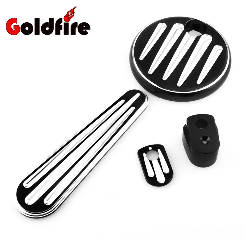 Черный CNC Cut мотоцикл части топливный бак дверь тире трек вставить зажигание