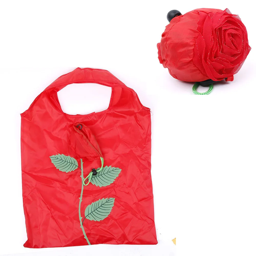 

1 pc Rose Flowers shape Foldable Shopping Bags Reusable Folding Grocery Nylon Large Shoulder Bag Tote