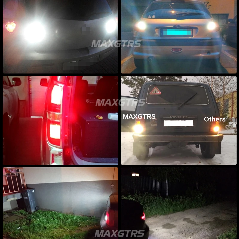 Автомобильные светодиодные лампы MAXGTRS 2 шт. 1156 светодиодов BA15S P21W S25 12 В 6000K теплый