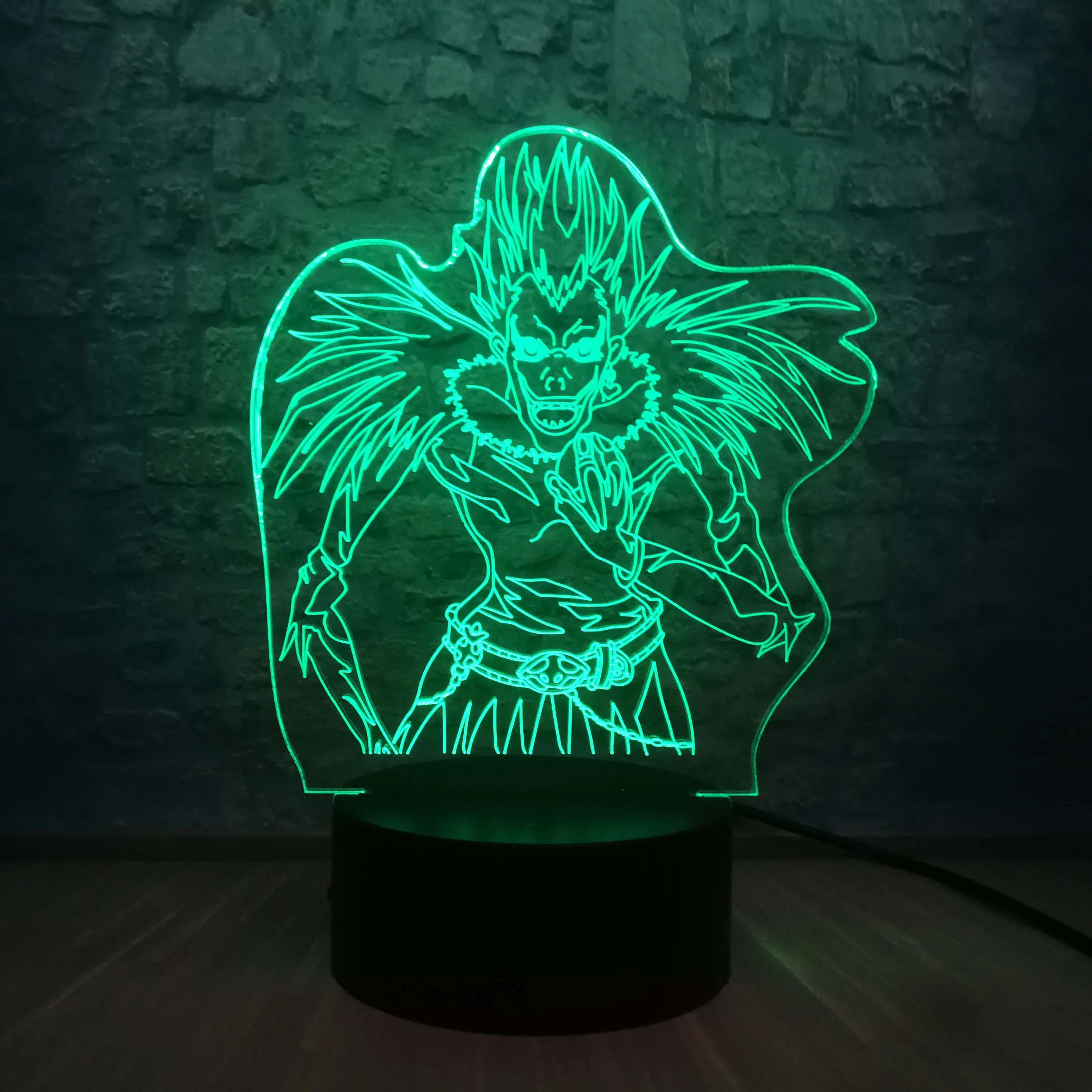 Death Note Ryuuku экшн фигурки 3D иллюзия настольная лампа 7 цветов меняющий ночной