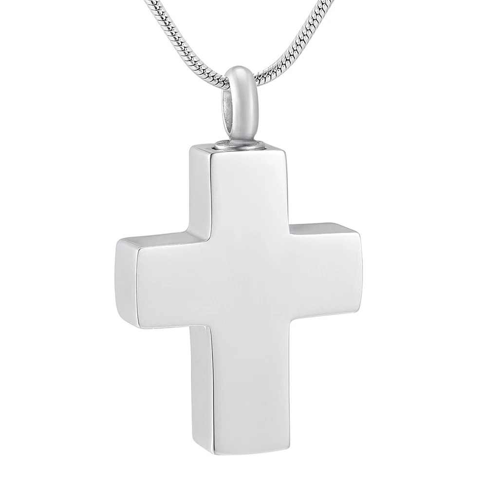 

IJD8134 зеркало готовое пустой крест урна для кремационной золы кулон ожерелье из нержавеющей стали крест кулон держать погребальный пепел