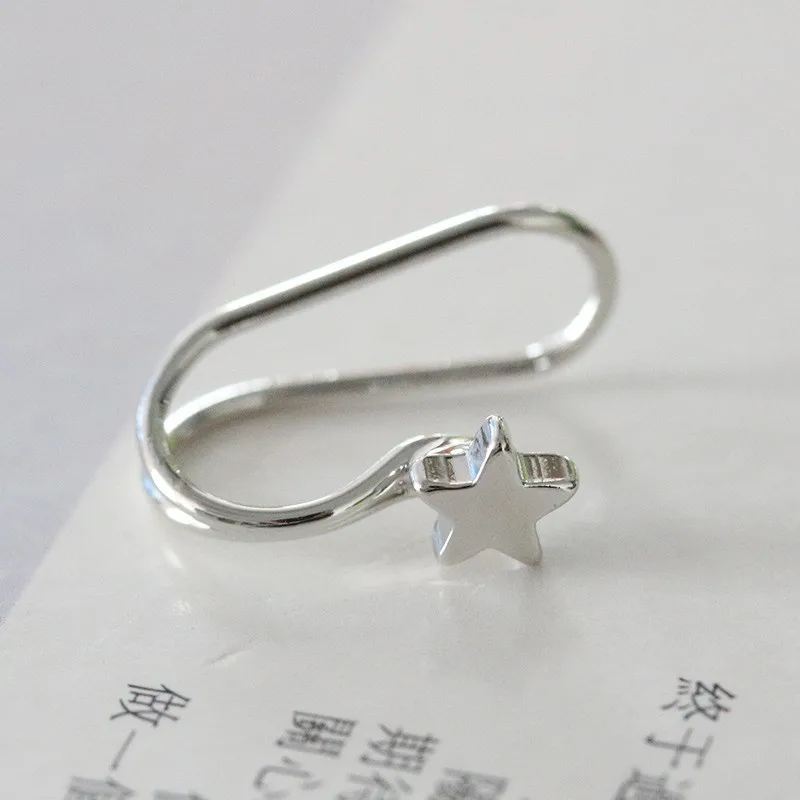 H Silver 1 шт. модные Хрустальные Звезды Крест круглые манжеты клип серьги для женщин очаровательные Горячие не пирсинга хрящей подарочные украшения для ушей - Окраска металла: H Silver