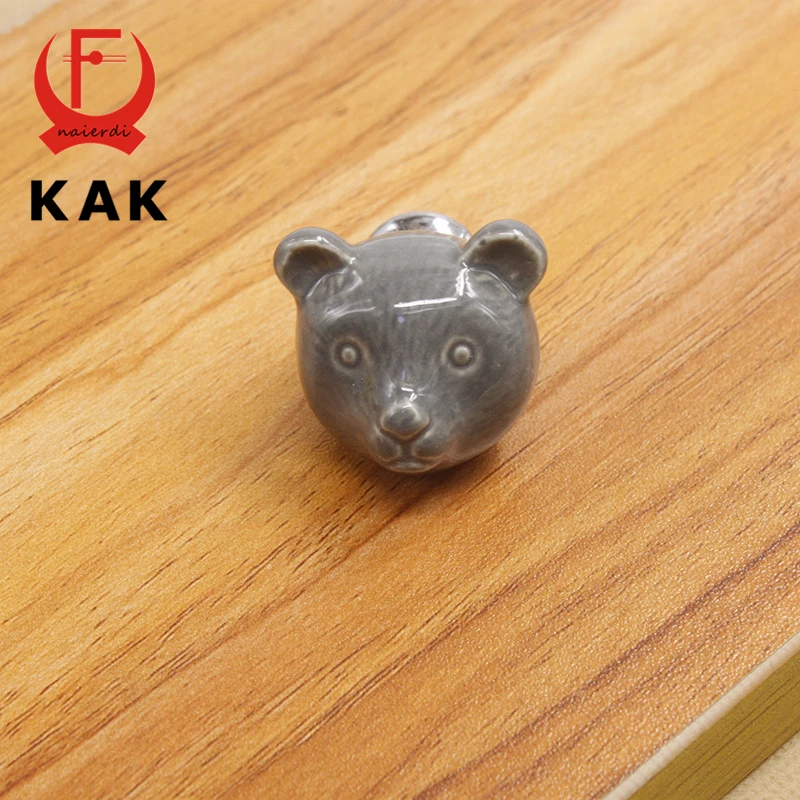 KAK 10 шт./лот ручки для выдвижных ящиков с керамическим медведем 3D мультяшный шкаф