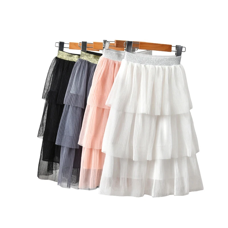 Cake Layer long skirts age 2 - 12 yrs Baby girls beach clothes lace tulle ruffle princess white black party dance | Детская одежда и