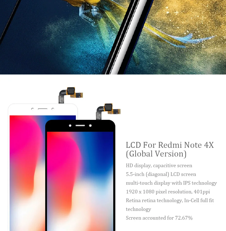 ЖК-экран PINZHENG AAAA для Xiaomi Redmi Note 4X, глобальная версия, сенсорный модуль, сменный ЖК-экран s