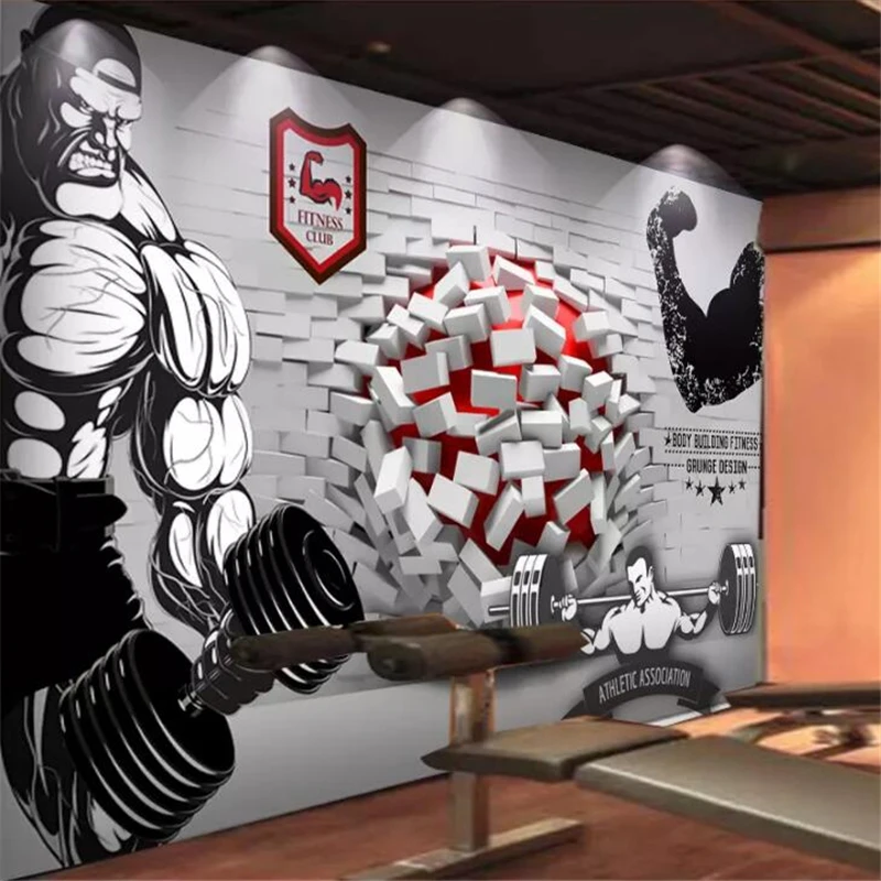 Пользовательские 3D обои wellyu сломанная стена в тренажерный зал фитнес