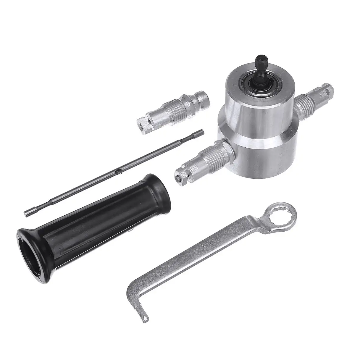 Пила Резак Режущий инструмент Nibbler Cutter Drill Attachment двойная головка металлическая двойная головка листового металла сверло Регулируемая на 360 градусов