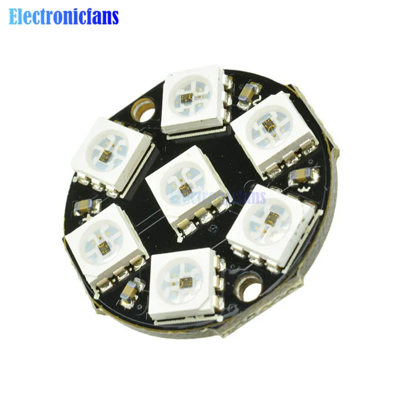 7-Bit 7 Bits LEDs WS2812 5050 RGB LED Ring Lamp Light with Integrated Drivers For Arduino | Электронные компоненты и