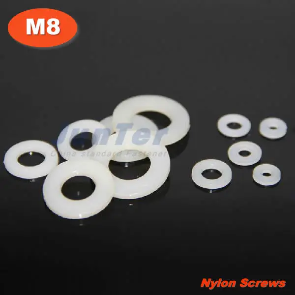 

100pcs/lot DIN125 M8(ID) x 16(OD) x 1.4mm Thick Nylon Flat Washer