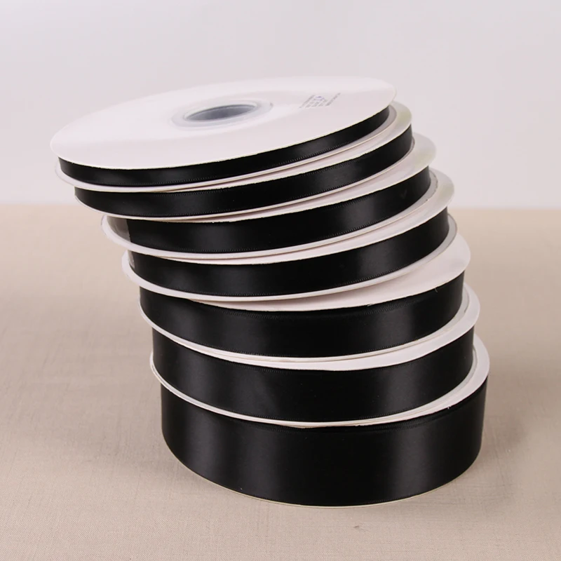 Description Picture 2 of itemBlack Color 91meters/roll silk satin Ribbon for Wedding Party Decoration Christmas Apparel Sewing Fabric & DIY Gift Wrapping