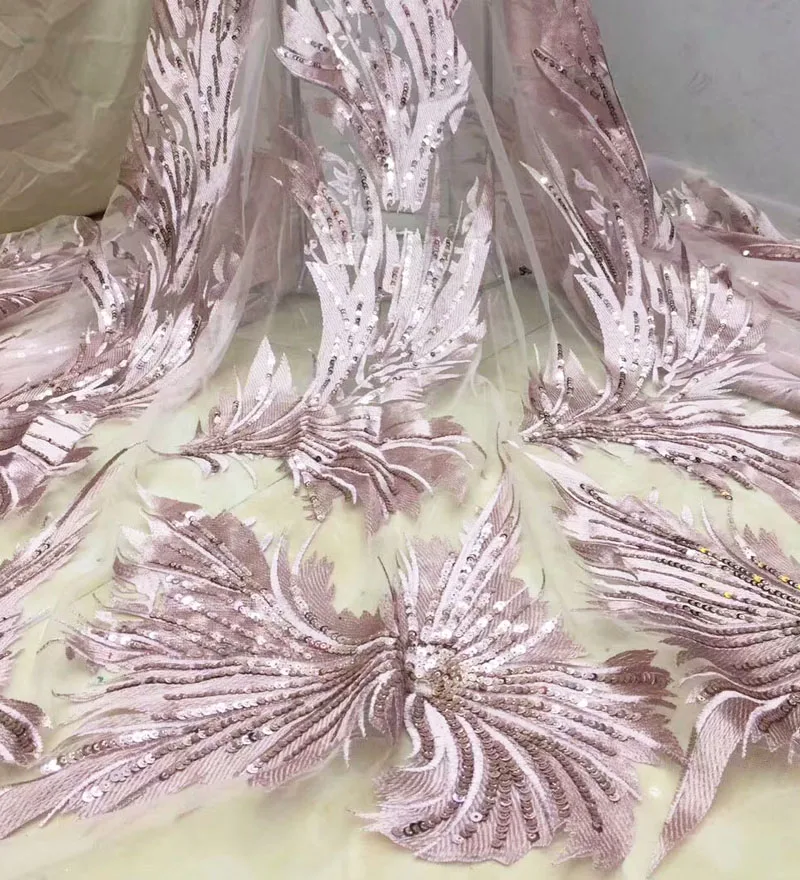 French Net Lace Fabric 2019 Latest African Guipure with Embroidery Mesh Tulle Gold Cord Sequins |