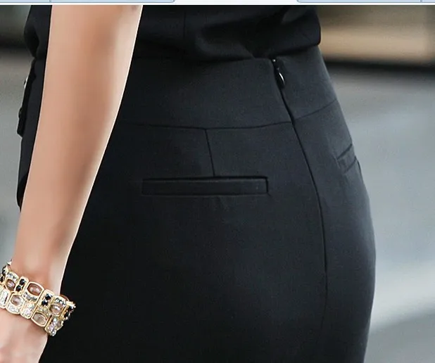 Женская юбка трапециевидной формы с высокой талией элегантная облегающая черная