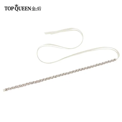 TOPQUEEN S404 свадебный пояс, стразы, серебряный бриллиант, свадебный пояс для свадебного платья, свадебные аксессуары для вечернего платья, ремень - Цвет: off white