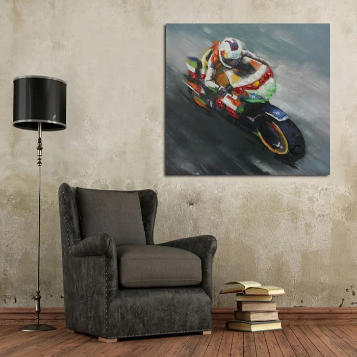 100% Hand painted Abstract Beautiful Motorcycle Oil Painting Pictures On Canvas Modern Living Room Wall Decor Picture no Framed | Дом и сад