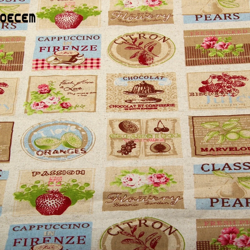 Печатные натурального хлопка Лен Ткань лоскутное белье tissus для дивана Скатерти