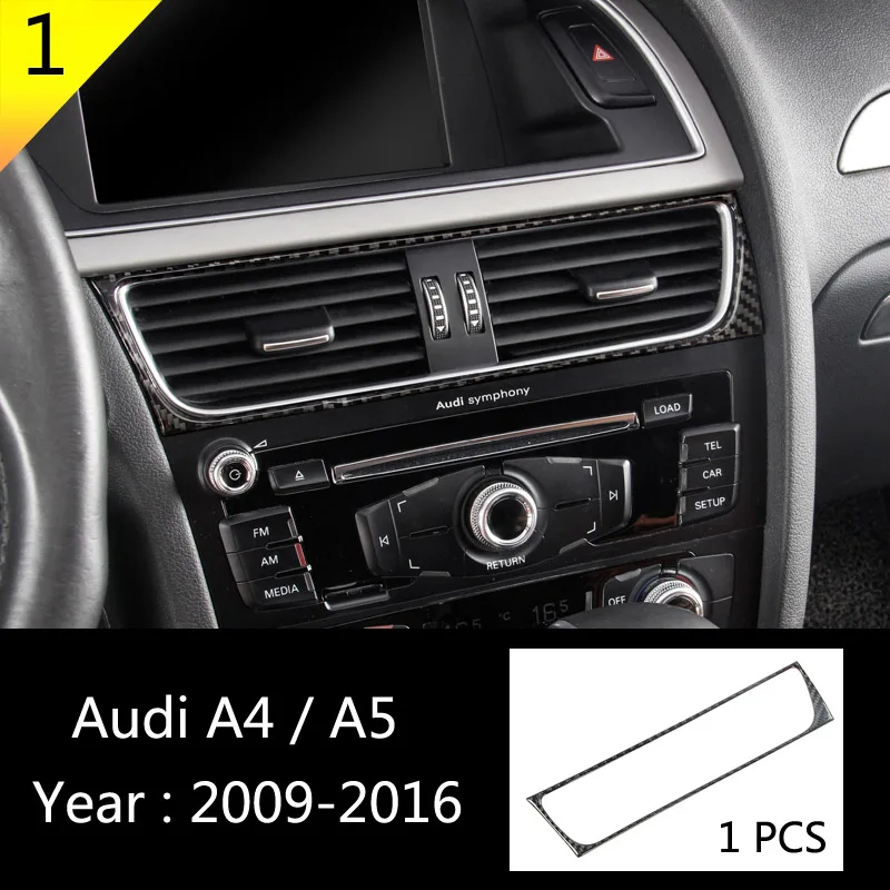 1 Для Audi A4 B8 A5 Q5 углеродного волокна интерьер Управление компакт-дисков Панель накладка на выходное отверстие Авто Кондиционера отделка каркаса аксессуары - Название цвета: 1