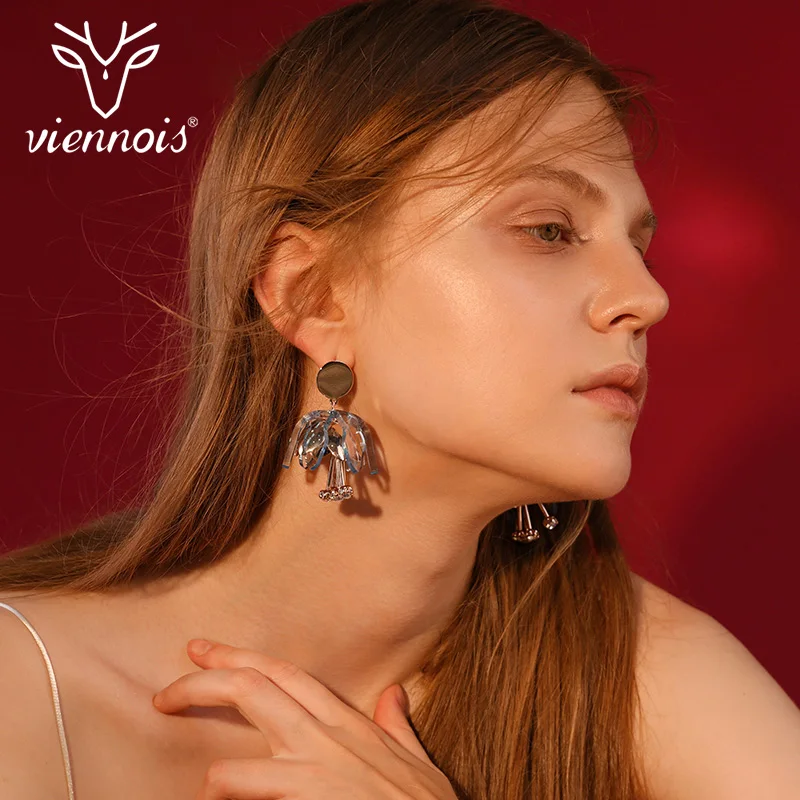От Viennois покрытие из корейский Стиль милые Красный Хрустальный цветок свисающие