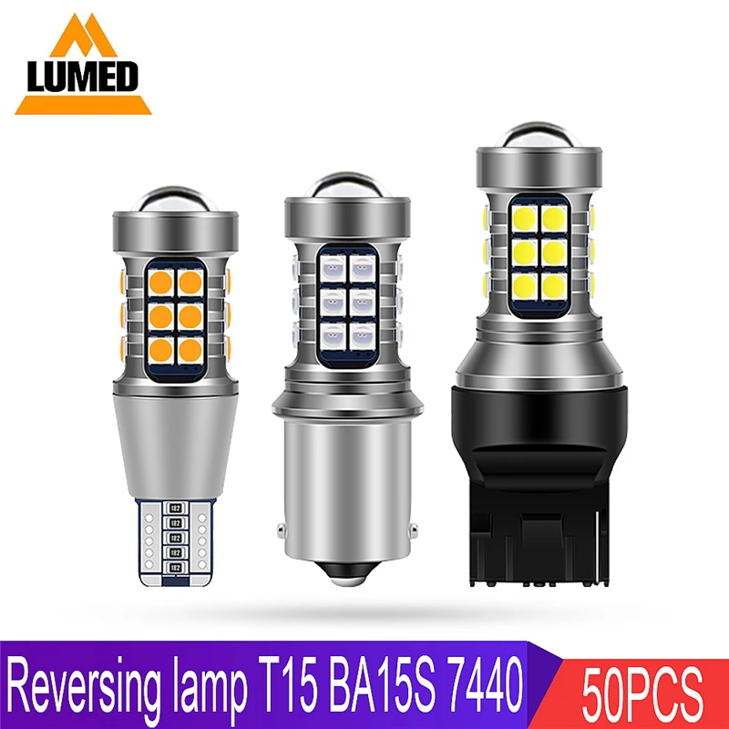 50 шт. BA15S 1156 P21W 7440 T15 W16W светодиодный 27 SMD 3030 автомобиль Авто дневные ходовые огни