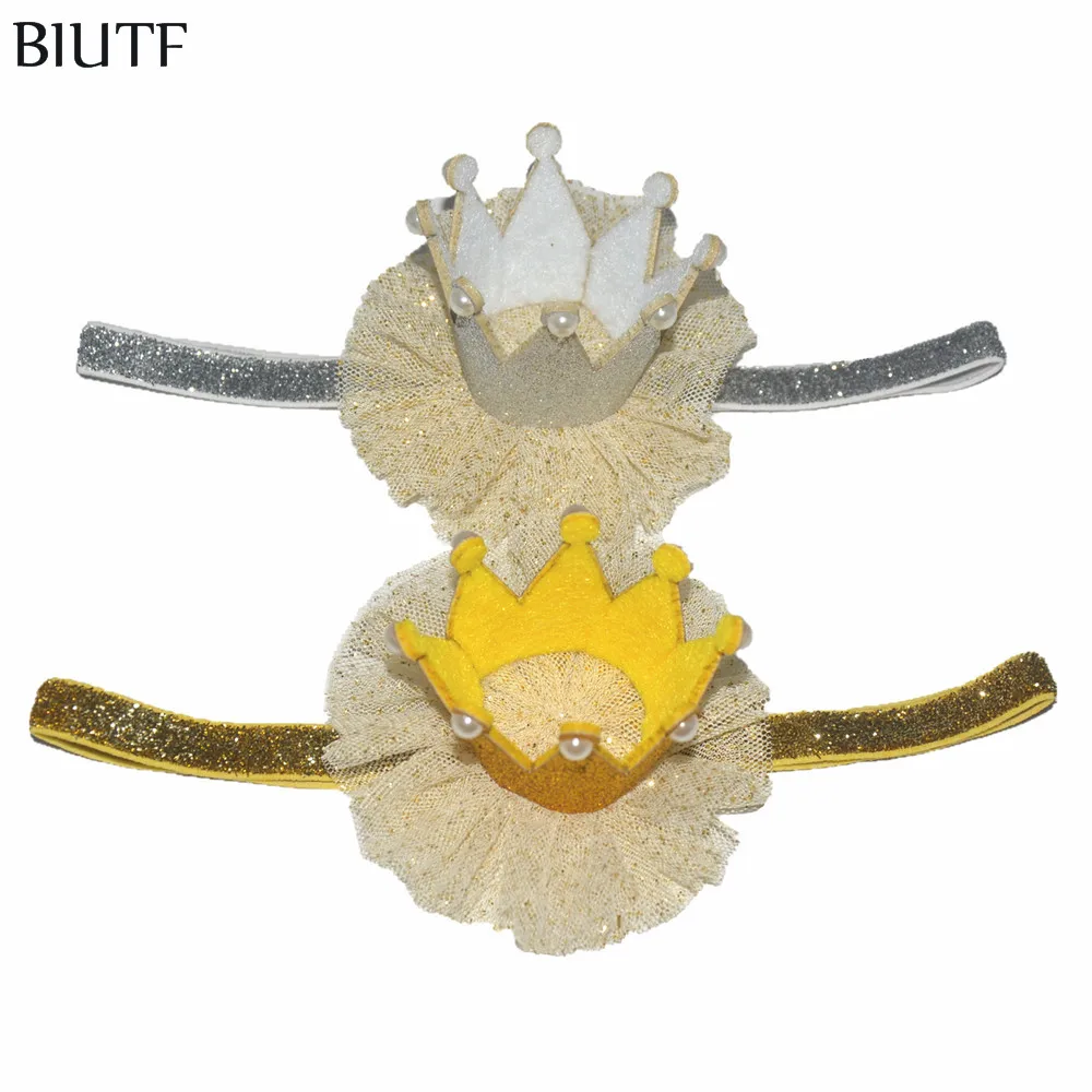 2 шт./лот Блестящий эластичный ободок на голову + кремовый сетчатый цветок 3D