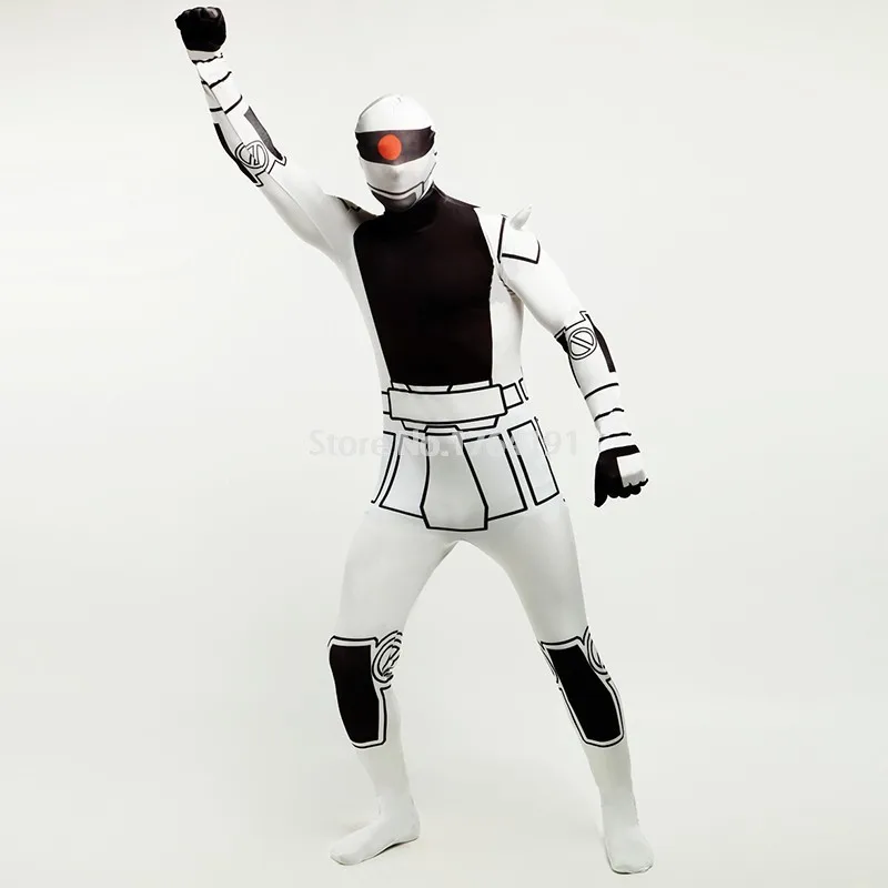 Новинка 2016 белый лайкровый цельный костюм зентай роботов на Хэллоуин для